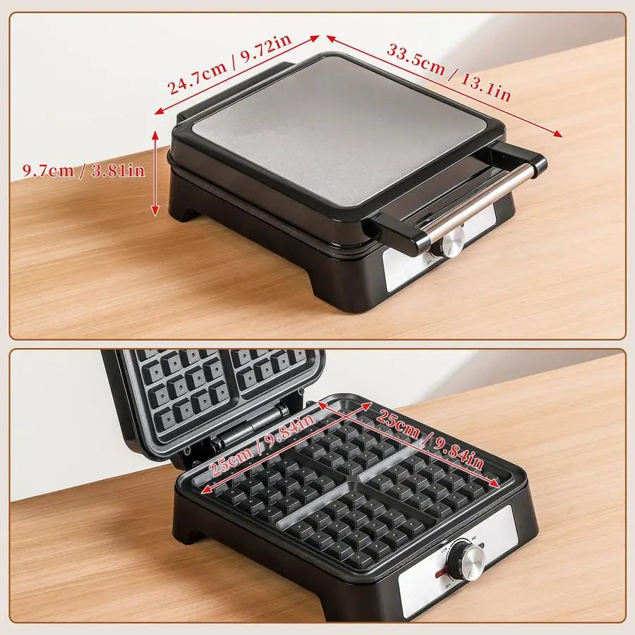 Belgian Waffle Maker, 4 Nonstick