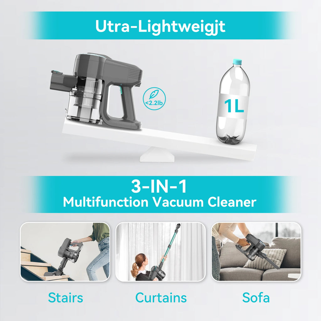 Cordless Upright Vacuum, Carpet, Hard Floor, Pet Hair