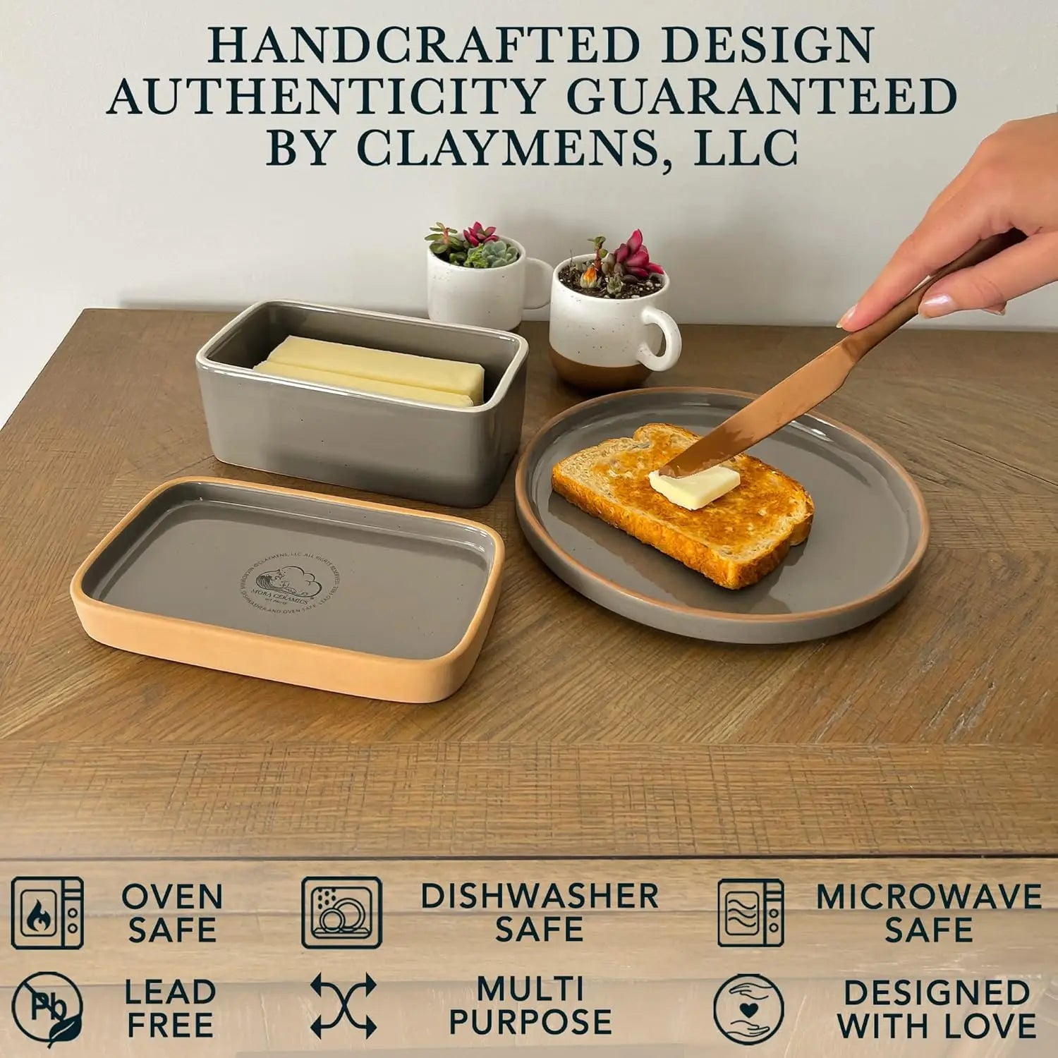 Butter Dish w/ Lid, Covered Ceramic, Gift