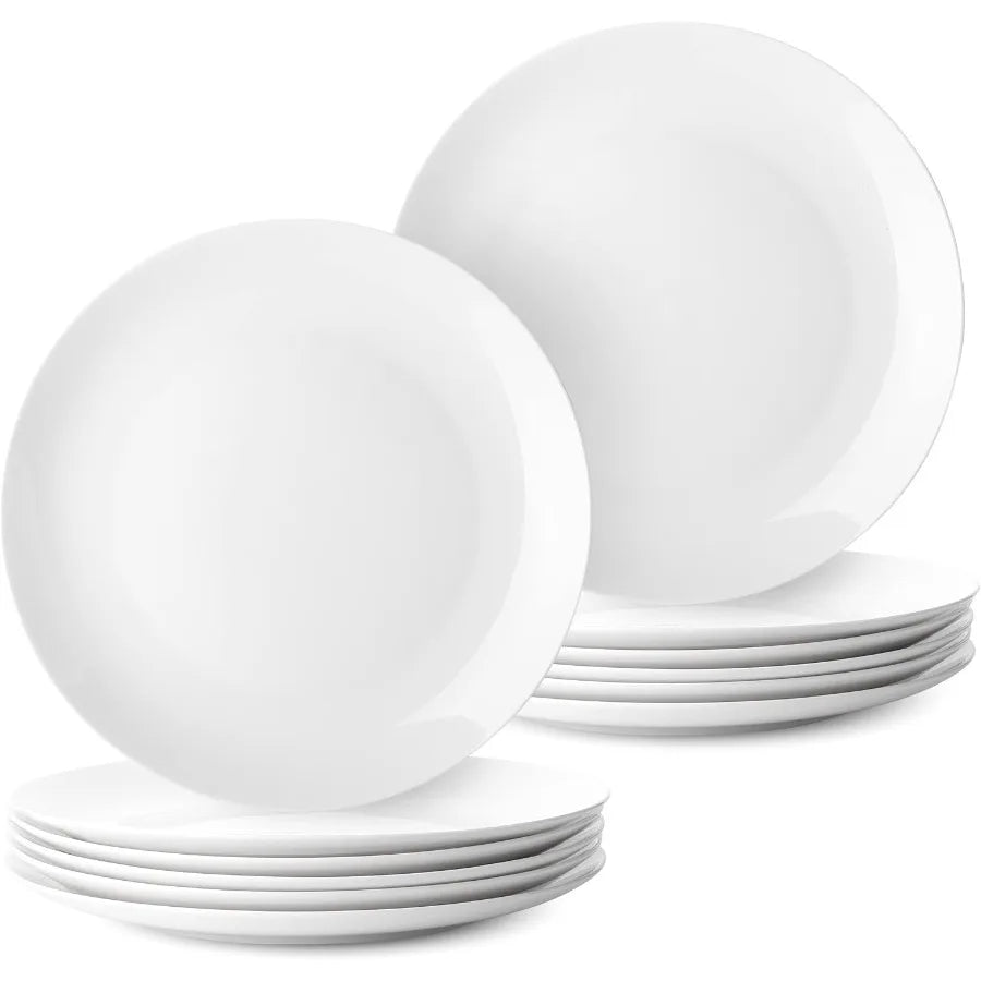 BTaT- White Dinner Plates 10.5 inch Set of 12 Restaurant Dishes White Porcelain Dinner Plates Christmas Gifts