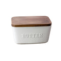 Butter Dish, Acacia & White Porcelain Embossed