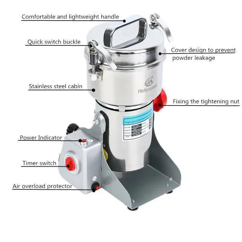 Grain Mill Grinder, Electric Stainless Machine, Herbs Grains Spices Cereals Coffee Corn