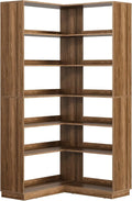 Corner Book Shelf, 6 Tier 73 Inch Tall Corner Bookshelf with Open Storage, Wood L Shaped Bookcase Storage Display Rack for Home