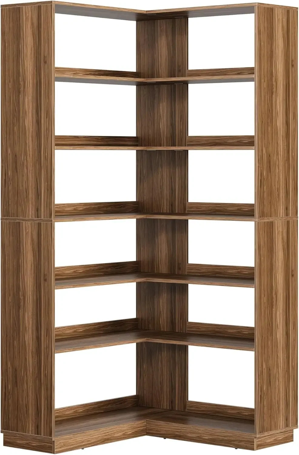 Corner Book Shelf, 6 Tier 73 Inch Tall Corner Bookshelf with Open Storage, Wood L Shaped Bookcase Storage Display Rack for Home
