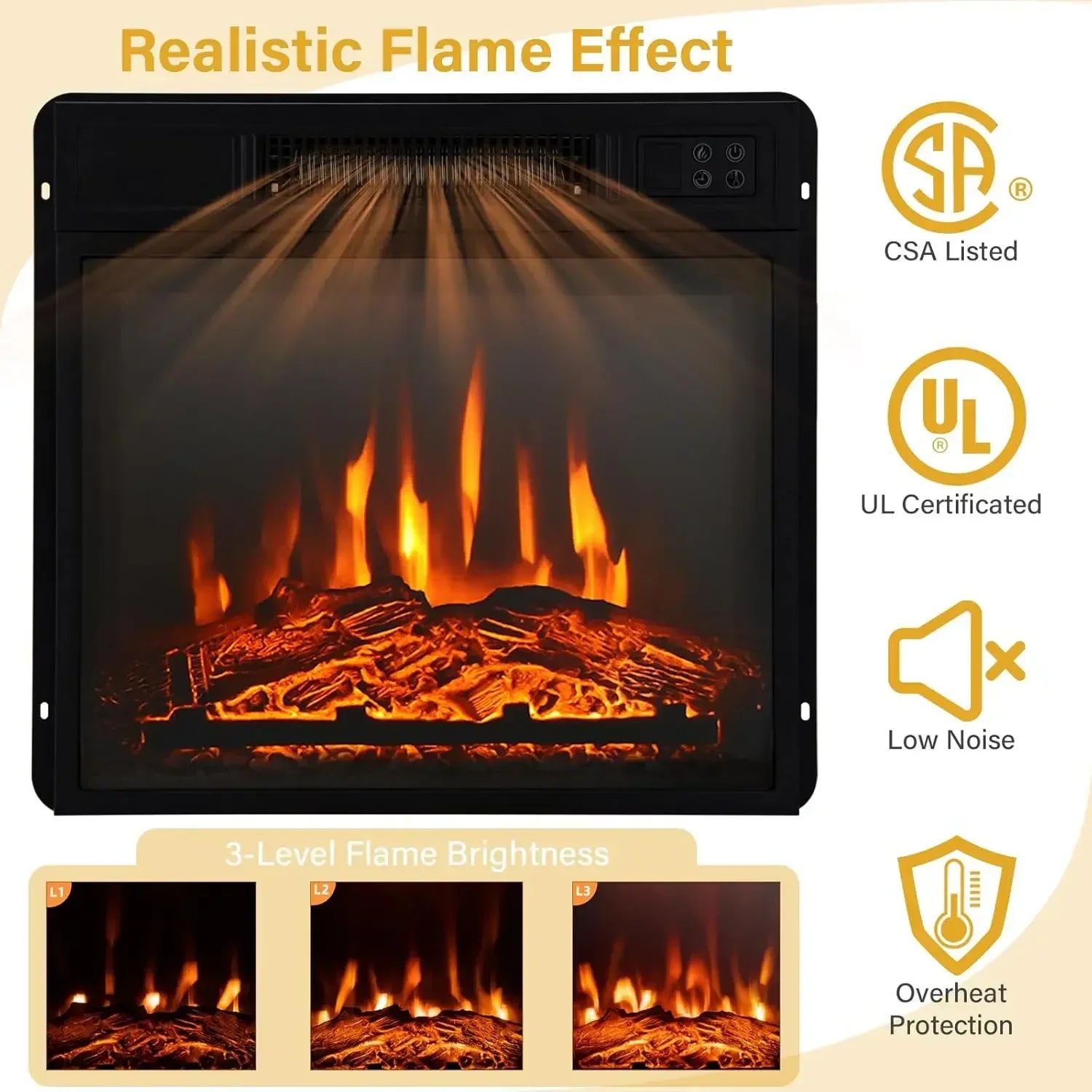 hot-selling32-inch Electric Fireplace with Mantel, 1400W Adjustable Freestanding Heater with Remote Control, Thermostat Design,