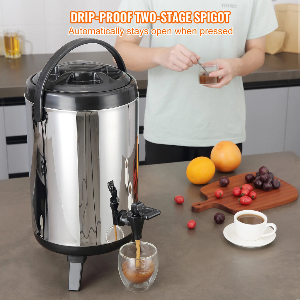 Beverage Dispenser, 2 Gal Stainless Steel Insulated Hot&Cold