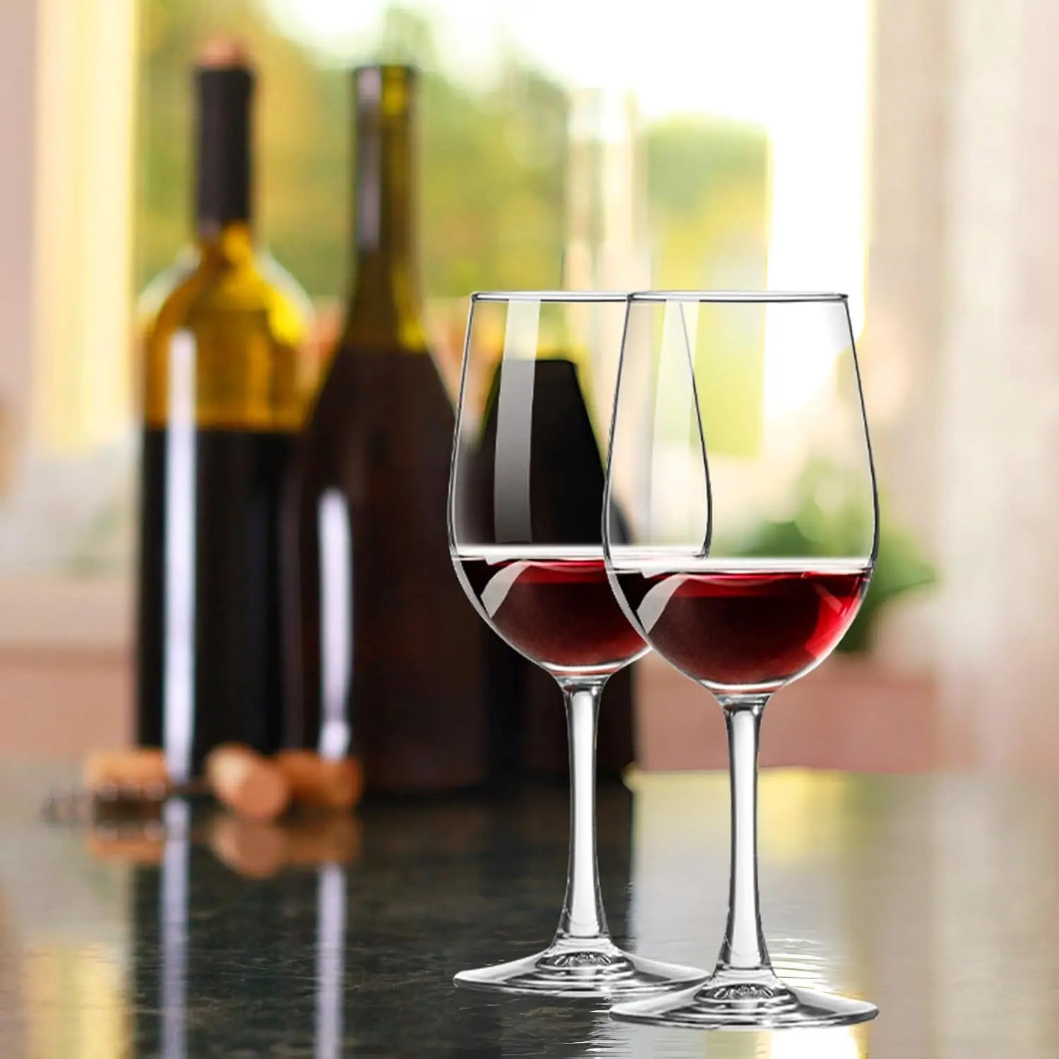 Glasses, 10 oz Set of 2 Crystal Clear, Stemmed, Red Wine Lead-free