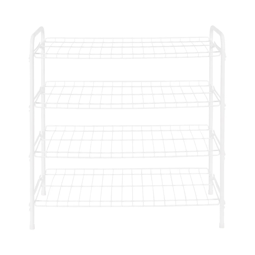 4-Tier Freestanding Steel Wire Shoe Organizer Rack Holds Up to 12 Pairs Sturdy Storage Solution Sneakers Loafers Flats Easy