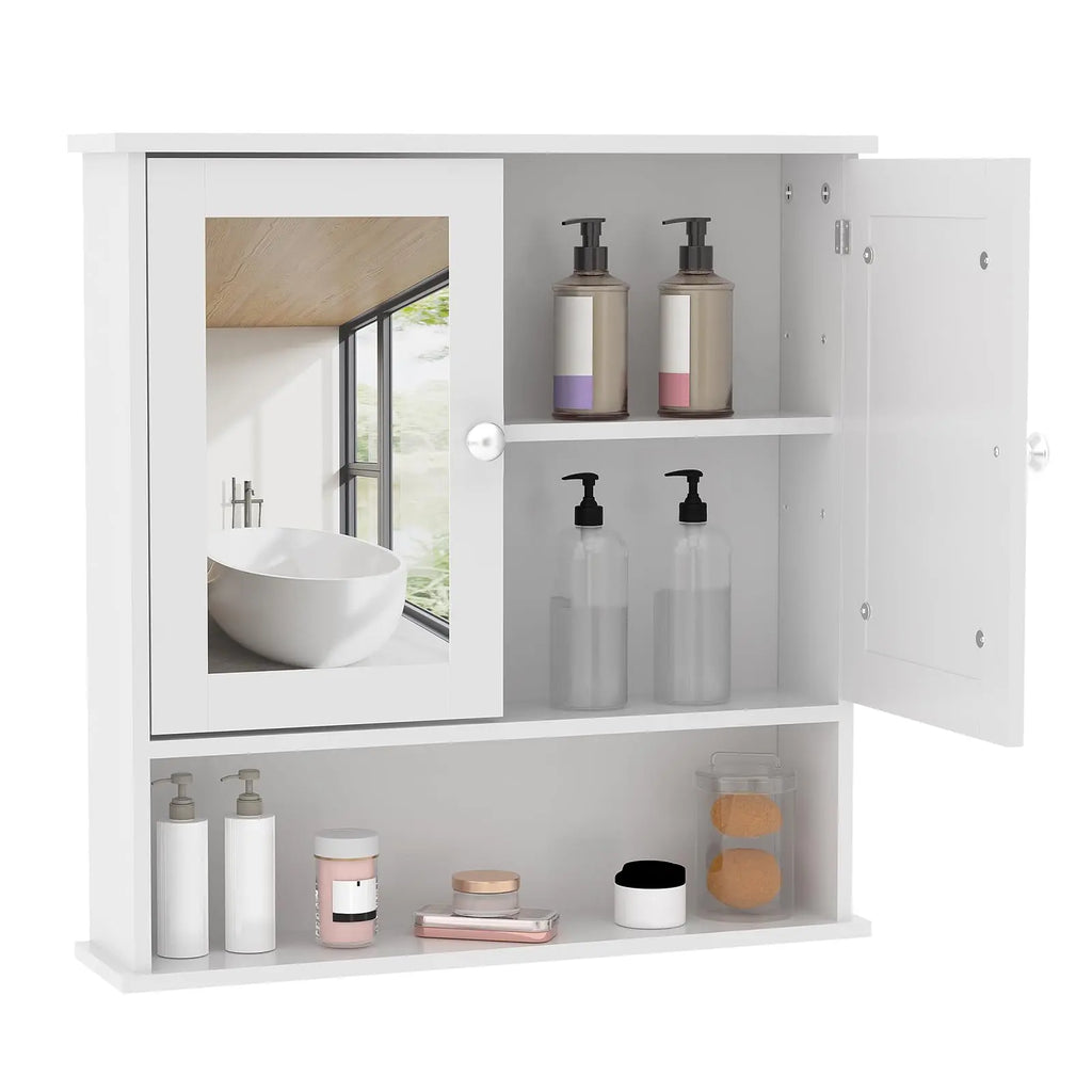 Wall Mounted Medicine Cabinet With Mirror, Adjustable Shelves, Over Toilet Storage, Rustic Modern Bathroom Kitchen Cabinet