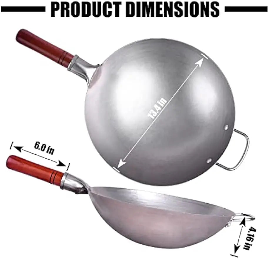 Wok Set w/ 8 Accessories, 13.4" Round Bottom Steel