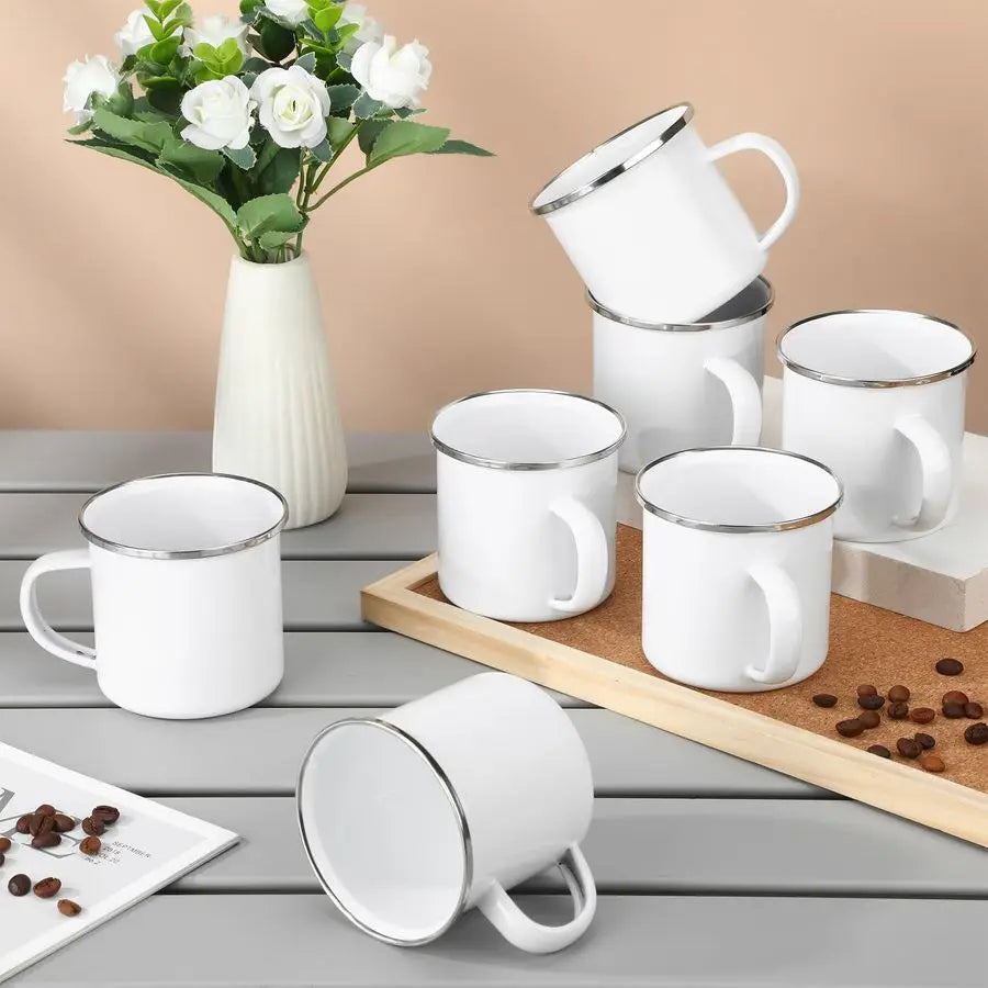 Mugs, 24-Pcs White Enamel