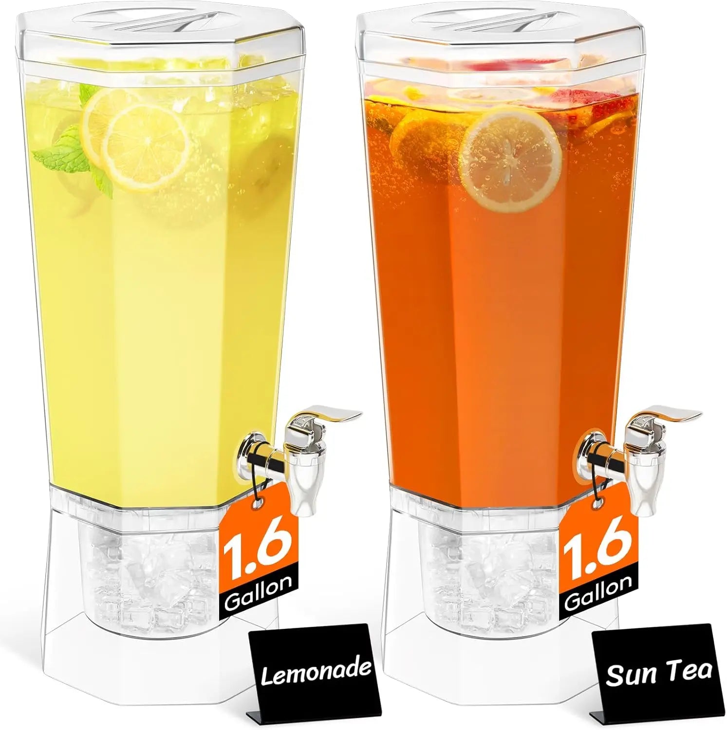 Drink Dispenser Set, 1.6 Gal Clear w/ Stand BPA-Free