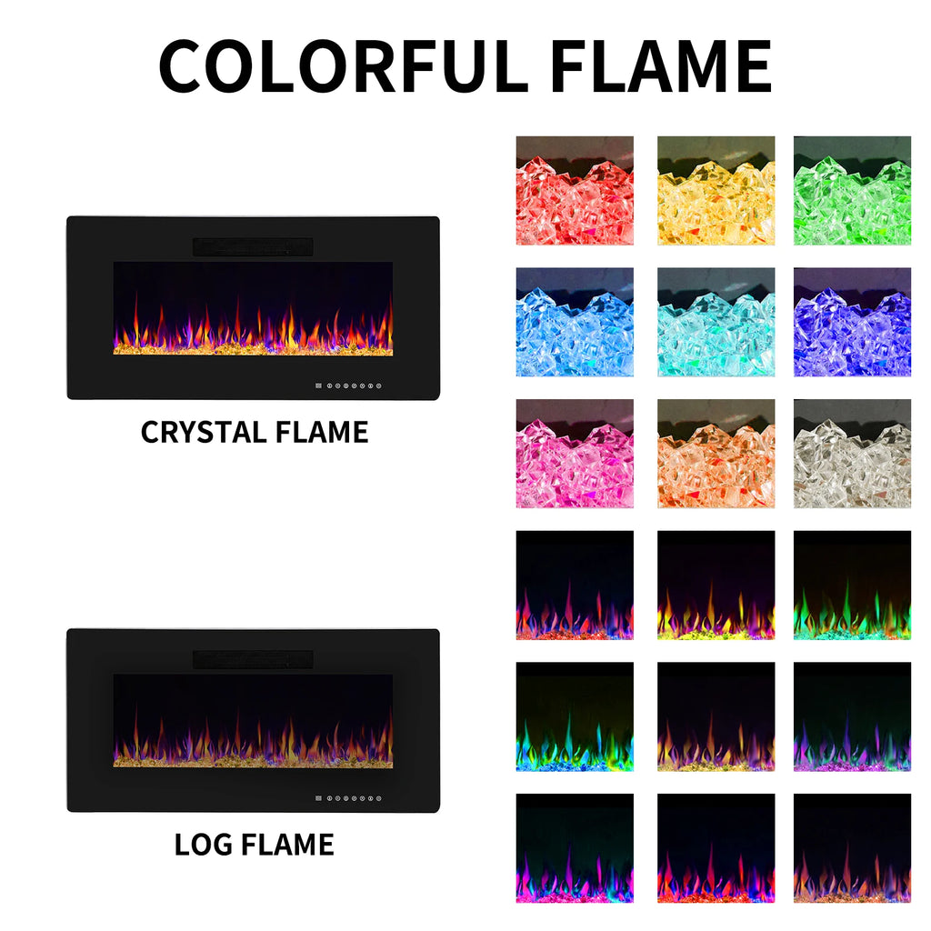 Electric Fireplace, 36" Wall Mounted, Quiet Ultra thin