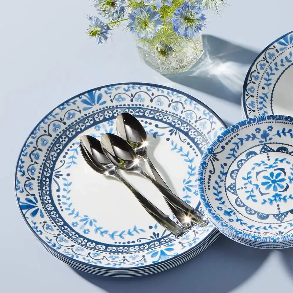 Vitrelle 18-Piece Service for 6 Dinnerware Set, Triple Layer Glass and Chip Resistant, Lightweight Round Plates and Bowls