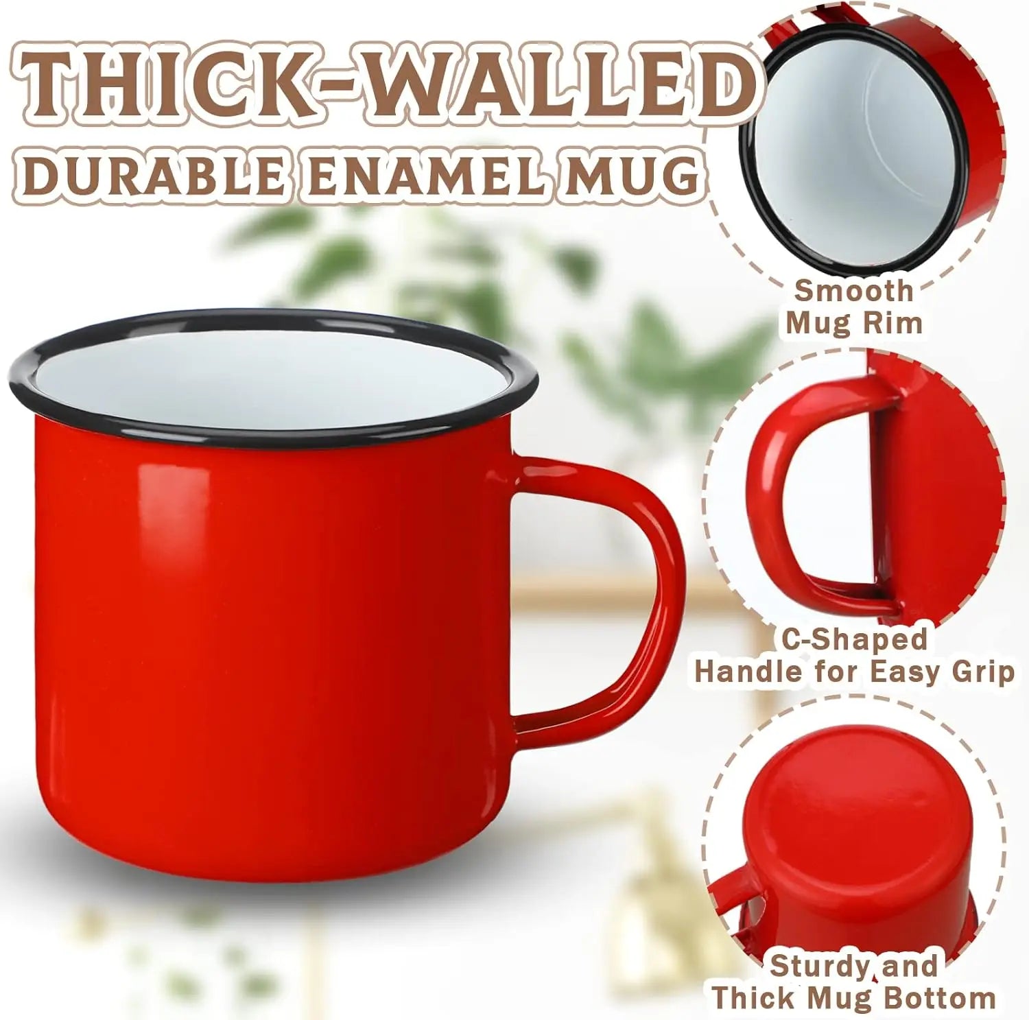 Mugs, 12-Pack Enamel Coated Metal 12 oz