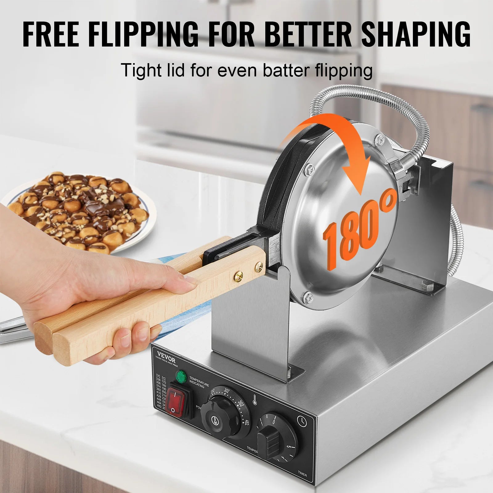 Waffle Maker Egg Bubble 1400W Non-Stick