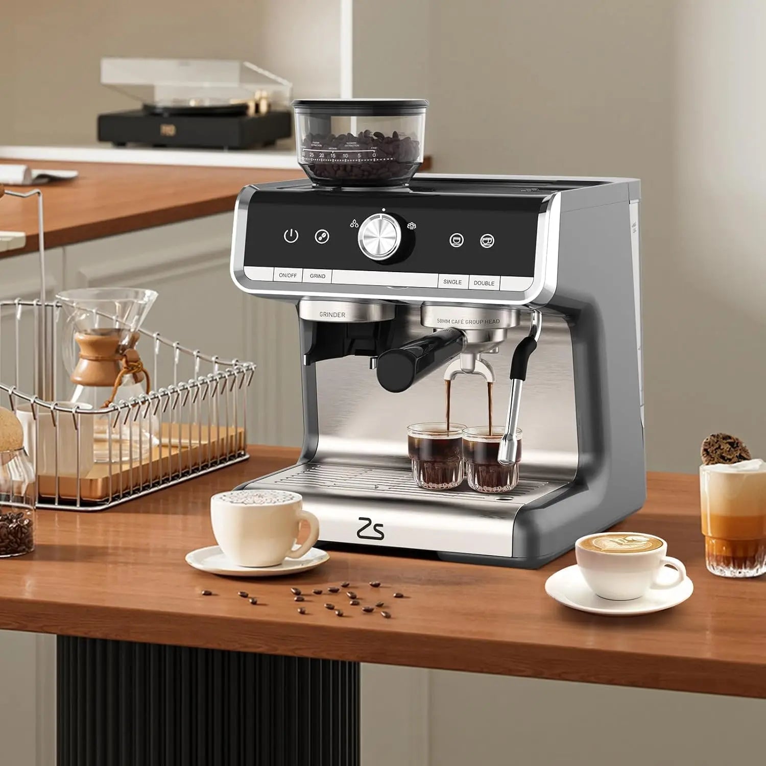 Espresso Machine w/ Grinder Latte Cappuccino Gift