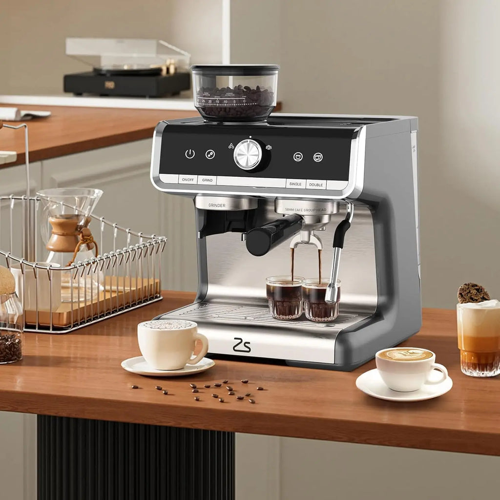 Espresso Machine w/ Grinder Latte Cappuccino Gift