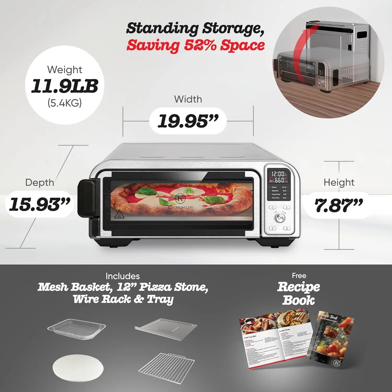 Toaster Oven Air Fryer Combo, Digital 12 In Stainless