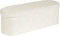 Foldable Storage Ottoman Bench with Sherpa Fabric, 43.3 Inches White Foot Rest for Living Room and Bedroom