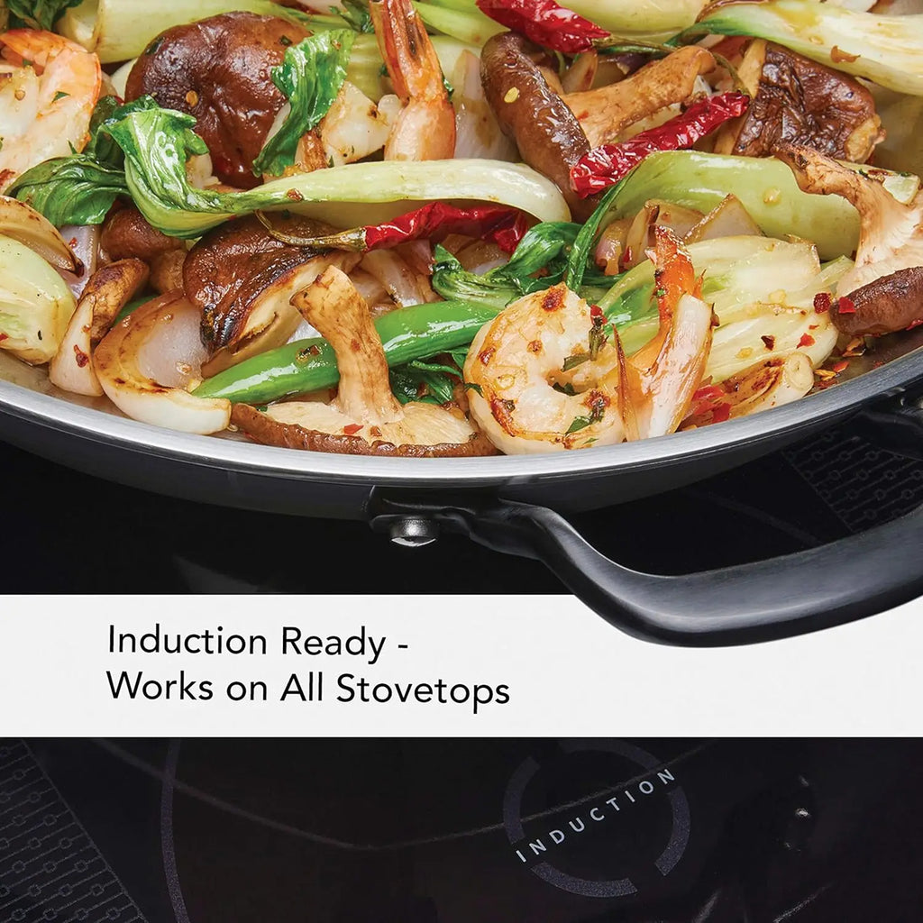 Wok, 15 in Stainless Steel Induction Compatible, Dishwasher Safe