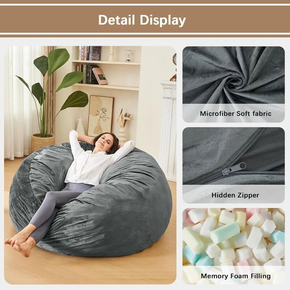 3 Feet Bean Bag Chair - BeanBag Chairs for Adults, Living Room Furniture Sofa with Soft Micro Fiber Cover  Fast shipping