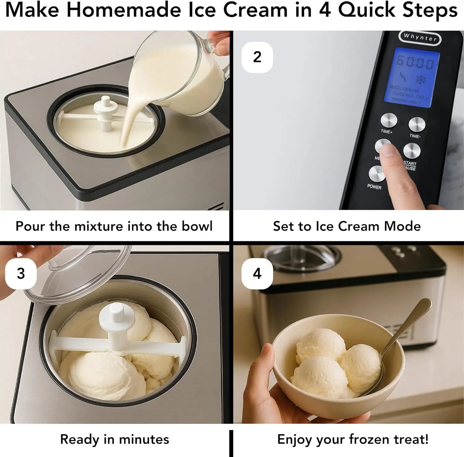 Ice Cream Maker, 2.1 Qt, Digital Display