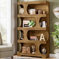 Tribesigns 71" Tall Bookcase, 4-Tier S-Shaped Bookshelf, Wood Decorative Storage Shelving, Modern Freestanding Display Shelves