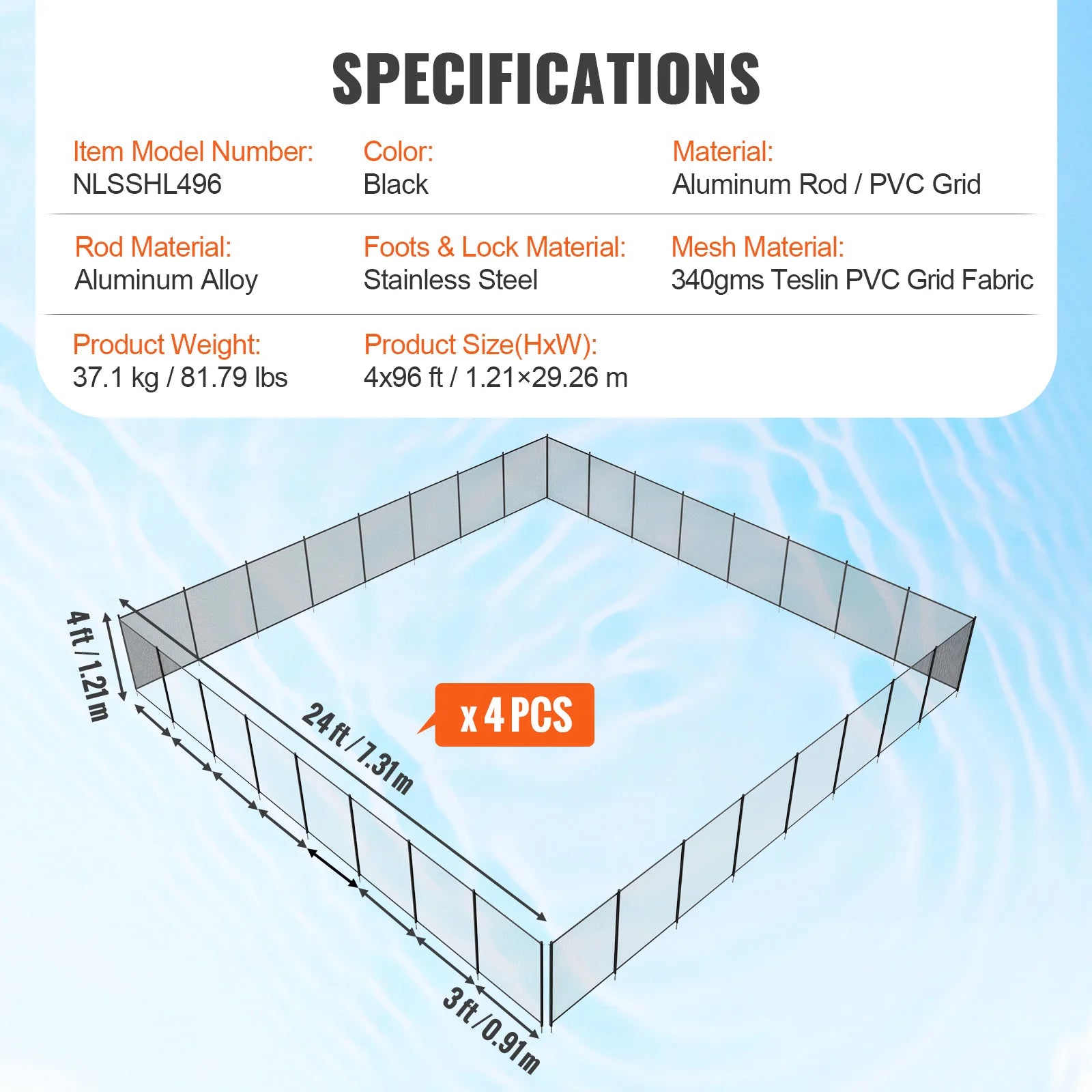 SucceBuy Pool Fence Pool Fences for Inground Pools Removable Child Safety Fencing Teslin PVC Fence Mesh Protects Kids and Pets