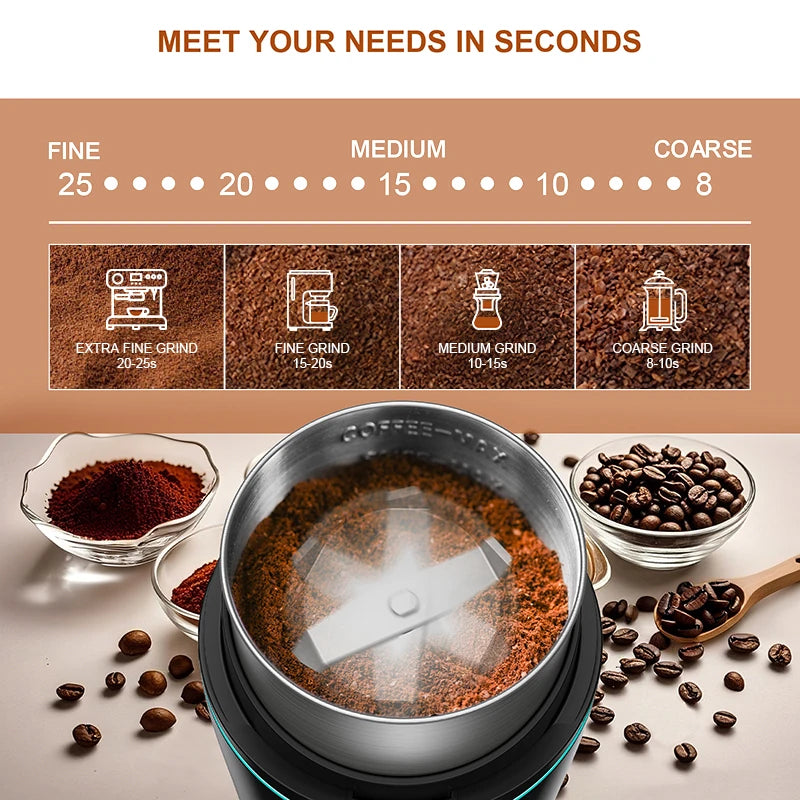 Coffee Grinder, Electric Stainless Spices Herbs Grain Mill