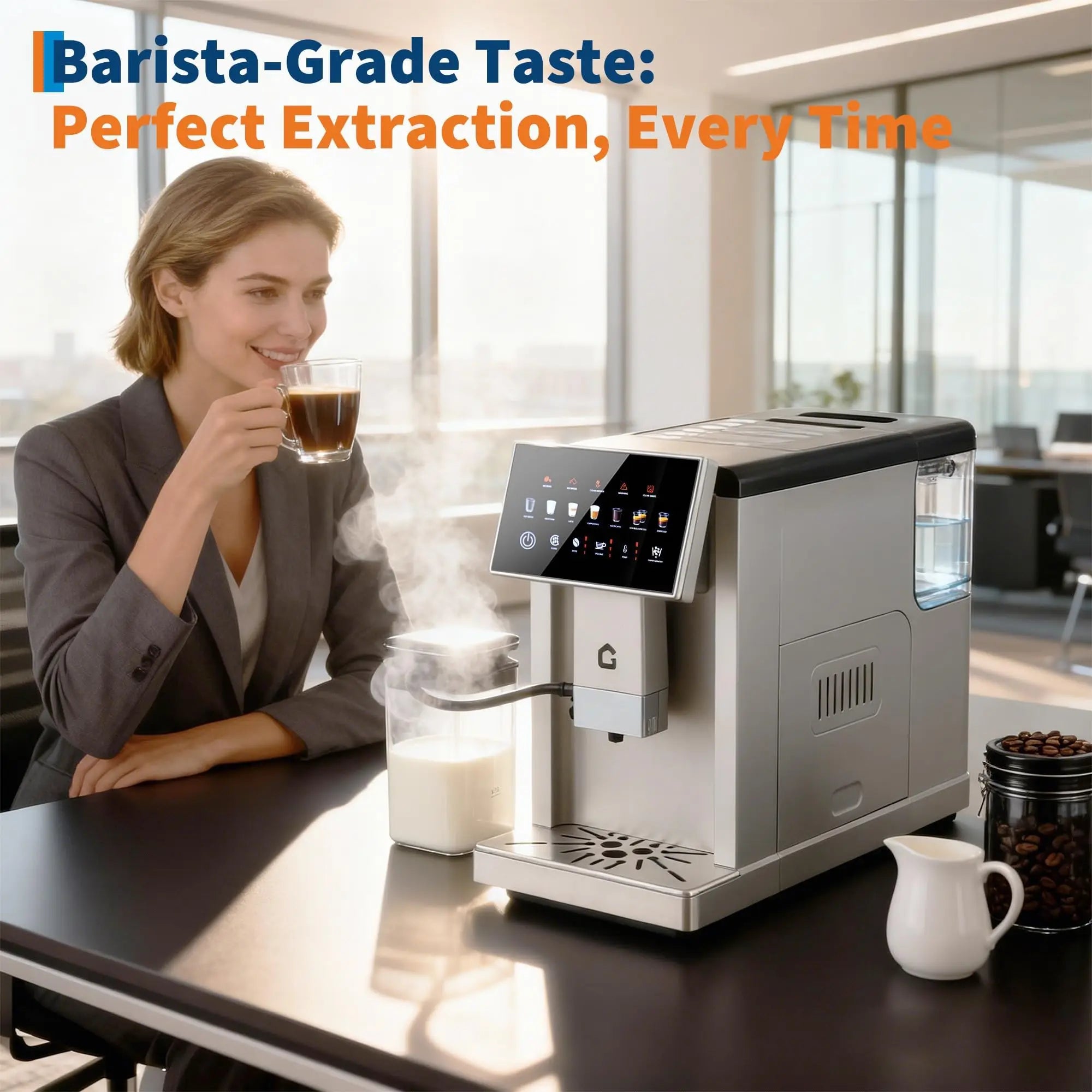 Espresso Machine W/ Milk Frother, Brewer/Grinder