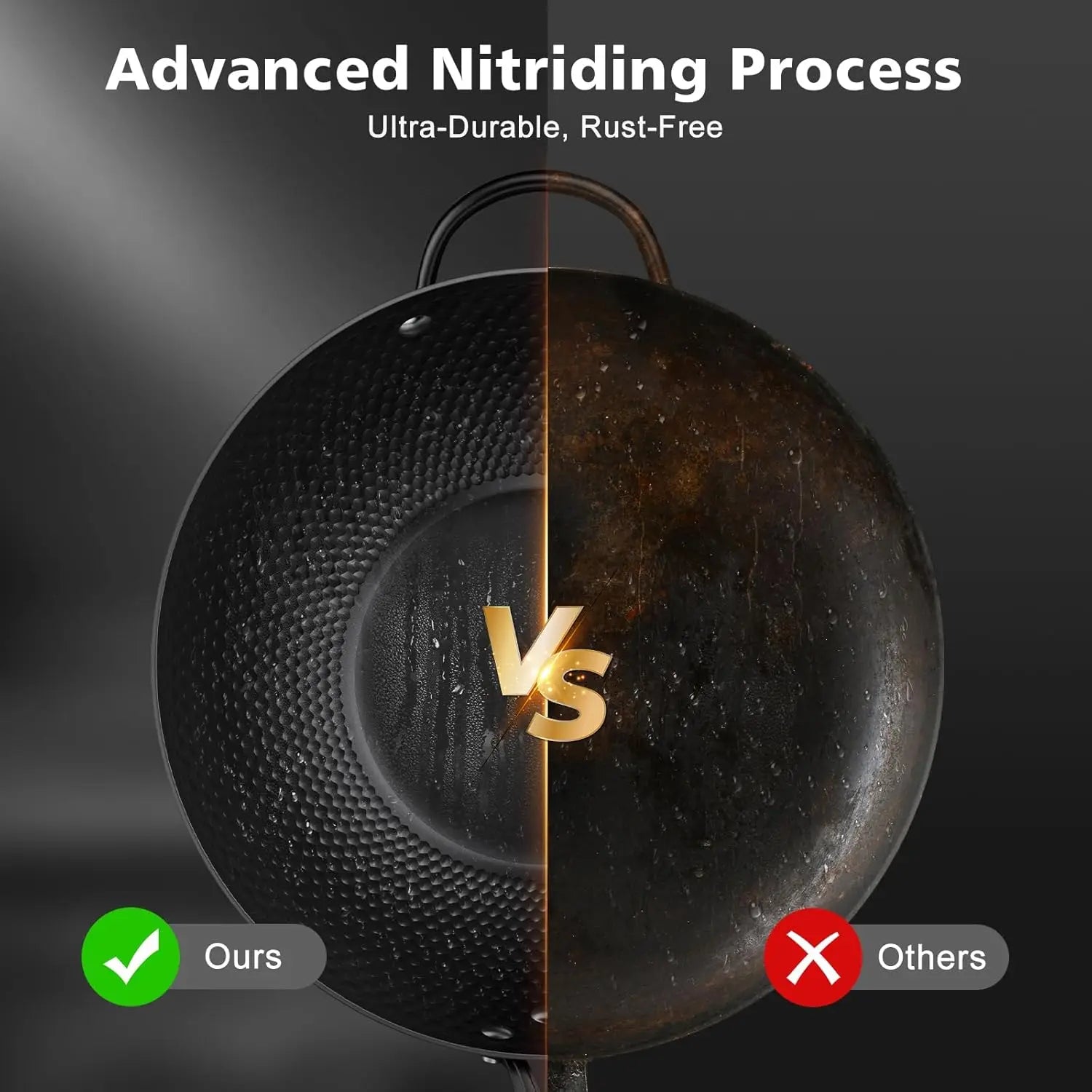 Wok Pan w/ Glass Lid, 13-In Steel Non-stick Induction Compatible
