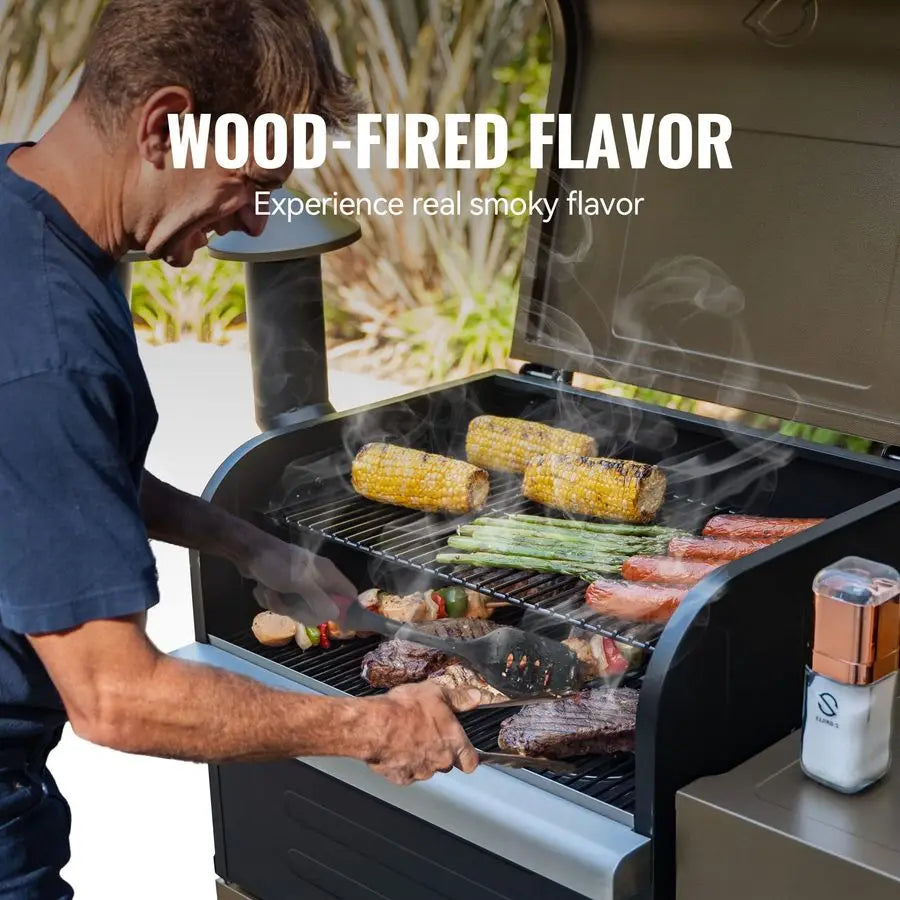 Charcoal Grill w/ Controller, BBQ Wood Pellet Smoker
