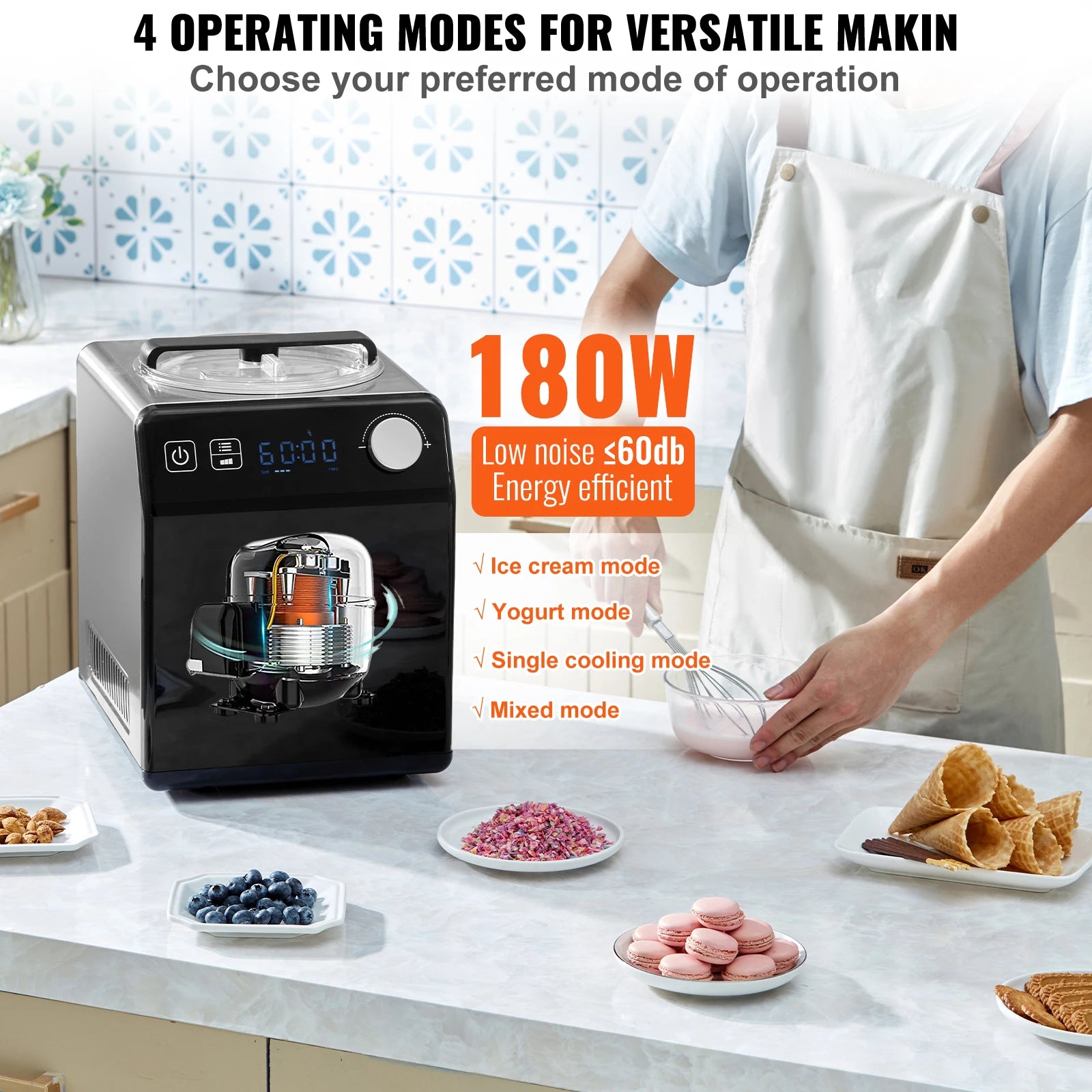 Electric Ice Cream Maker 2 Qt Fruit & Yogurt