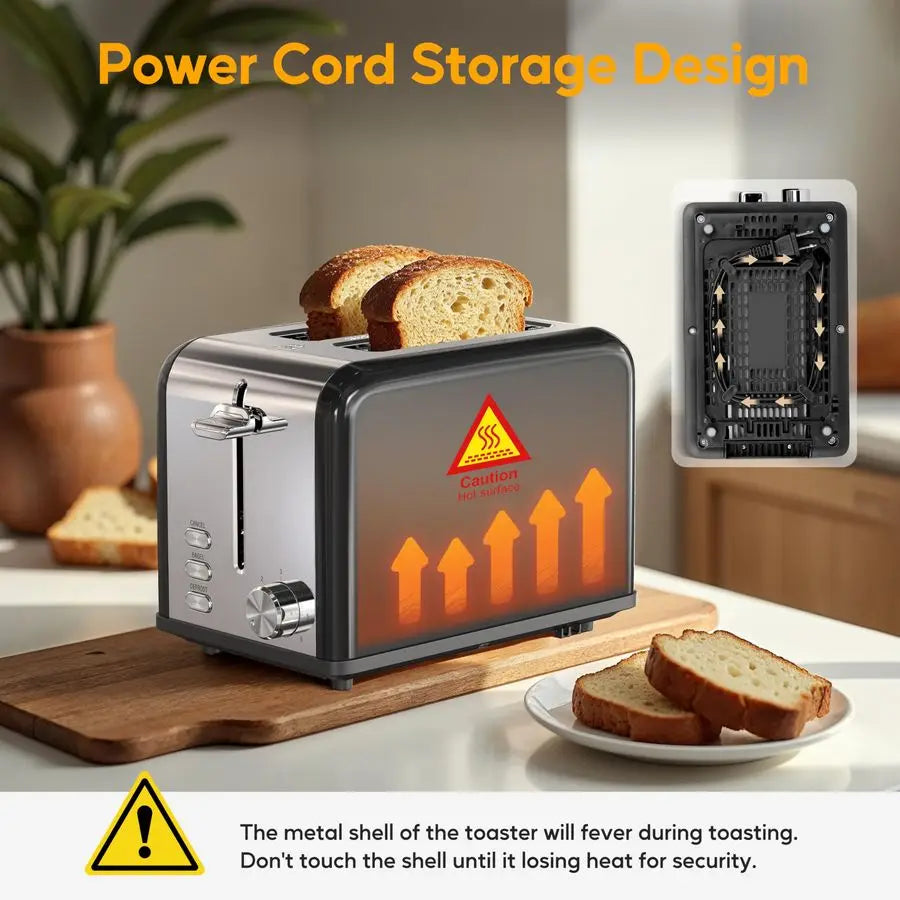 Toaster 2-Slice Stainless Steel Extra-Wide Slot