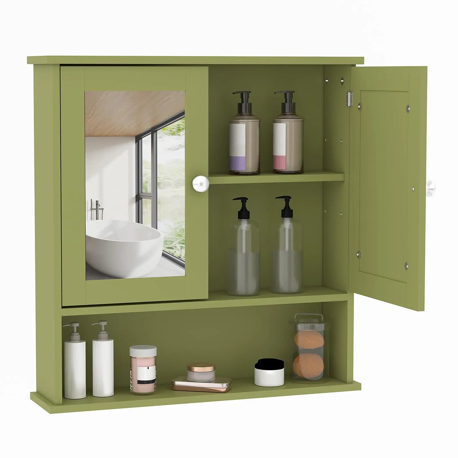 Wall Mounted Medicine Cabinet With Mirror, Adjustable Shelves, Over Toilet Storage, Rustic Modern Bathroom Kitchen Cabinet