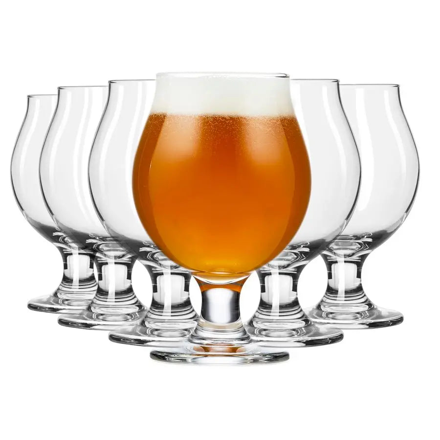 Beer Glasses, 13 oz Set of 6 Tulip Belgian Ales