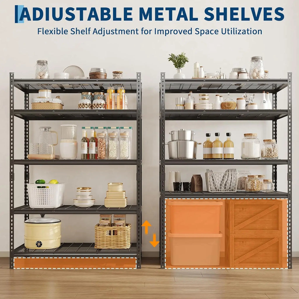 Garage Shelving - 2200 LBS Extremely Sturdy, Adjustable Metal Shelving, Heavy Duty 5 Tier Storage Shelves for Warehouse Workshop