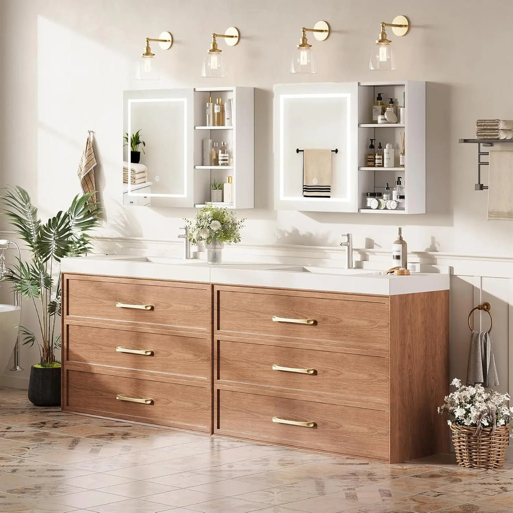 32" W x 24" H Bathroom Wall Mounted Medicine Storage Cabinet, Medicine Cabinet Mirror with Lights & Storage, Customized