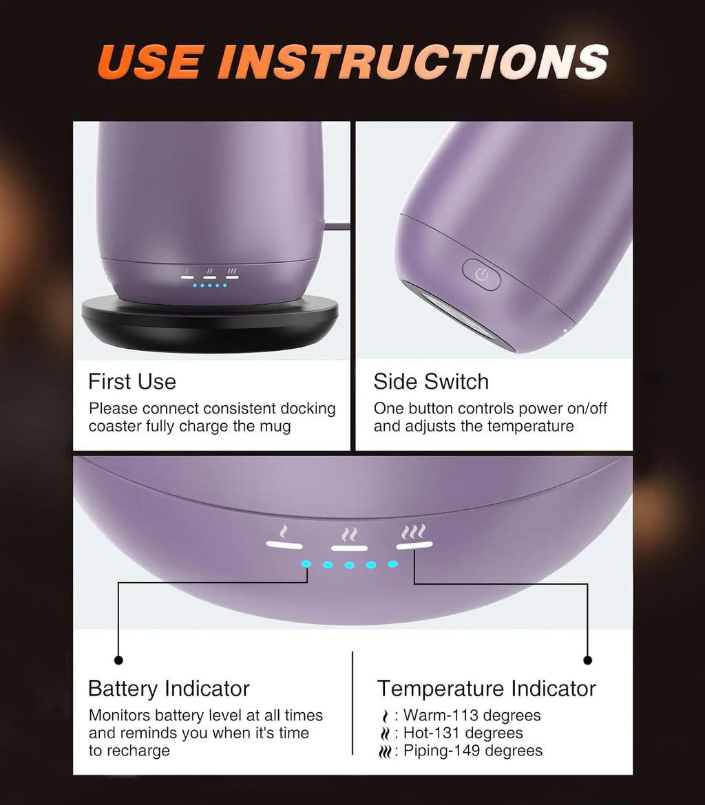Mug, Self-Heating 16 oz Smart Temp Battery Gift