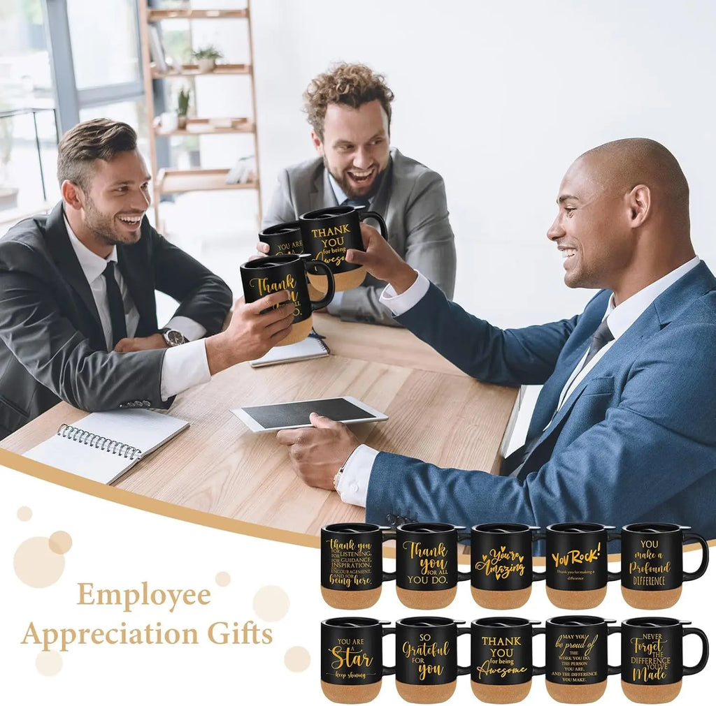 Mugs w/ Lids, 10-Pack Inspirational for Coworkers, Teachers, Staff Gifts