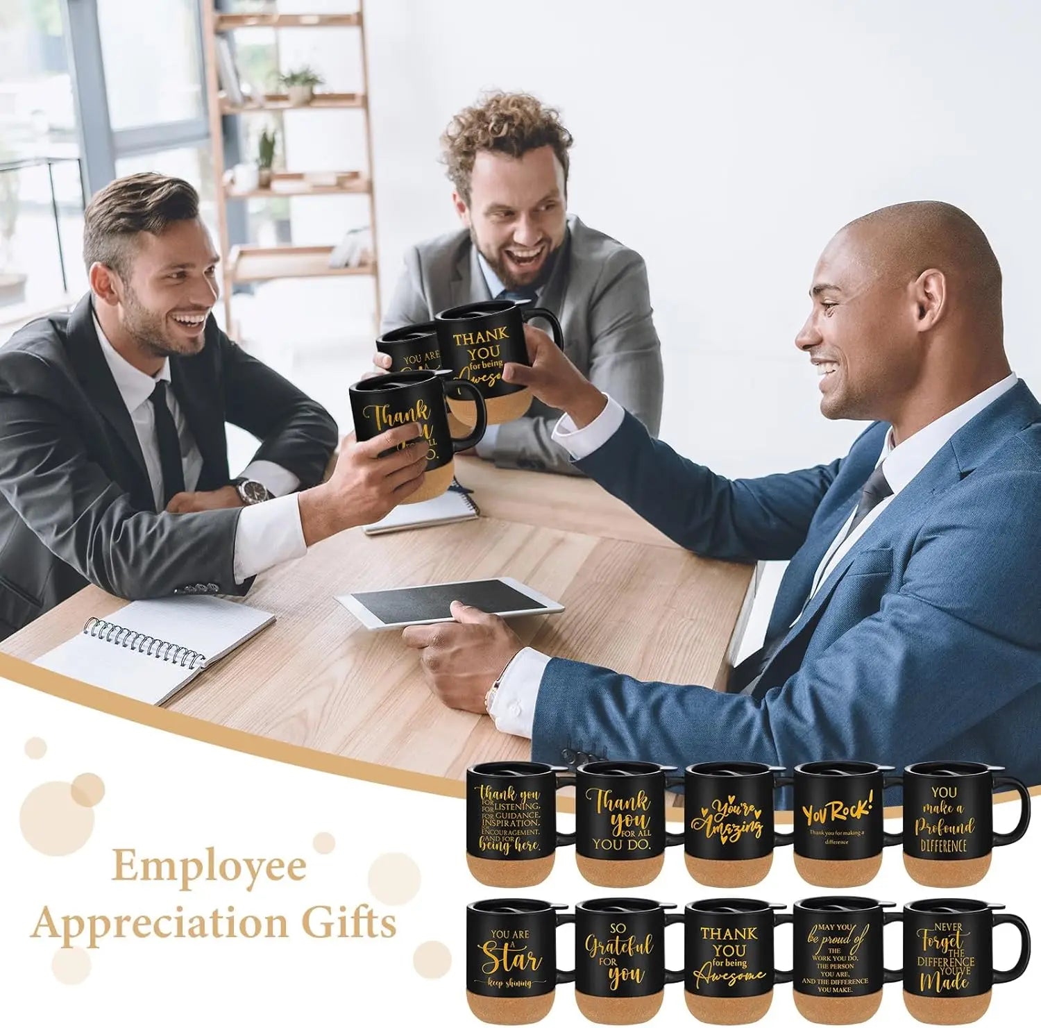 Mugs w/ Lids, 10-Pack Inspirational for Coworkers, Teachers, Staff Gifts