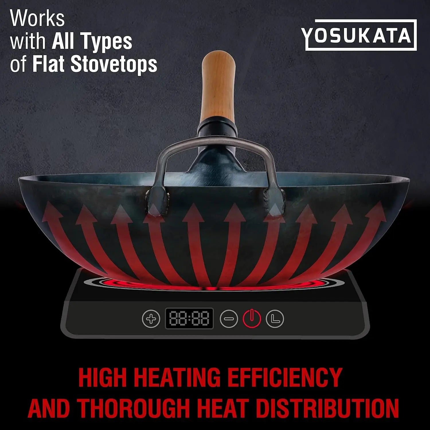 Wok 13.5" Steel Flat Bottom