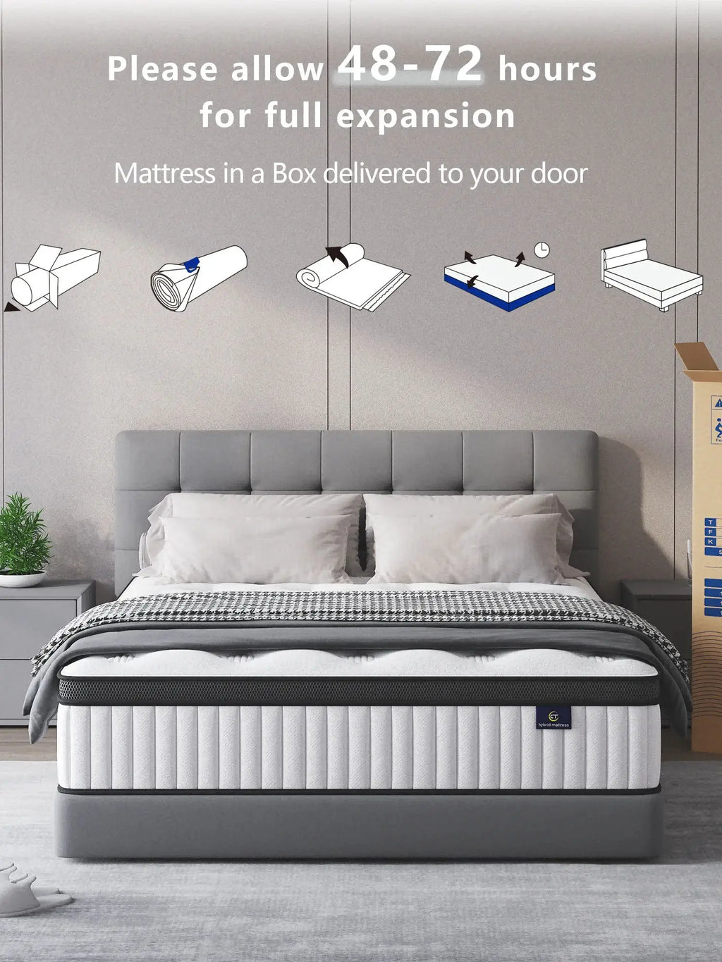 Madevos Store 12 Inch Queen Size Hybrid Queen Mattress in a Box, Memory Foam Soft, Bed Mattresses Pocket Springs ,Medium Firm
