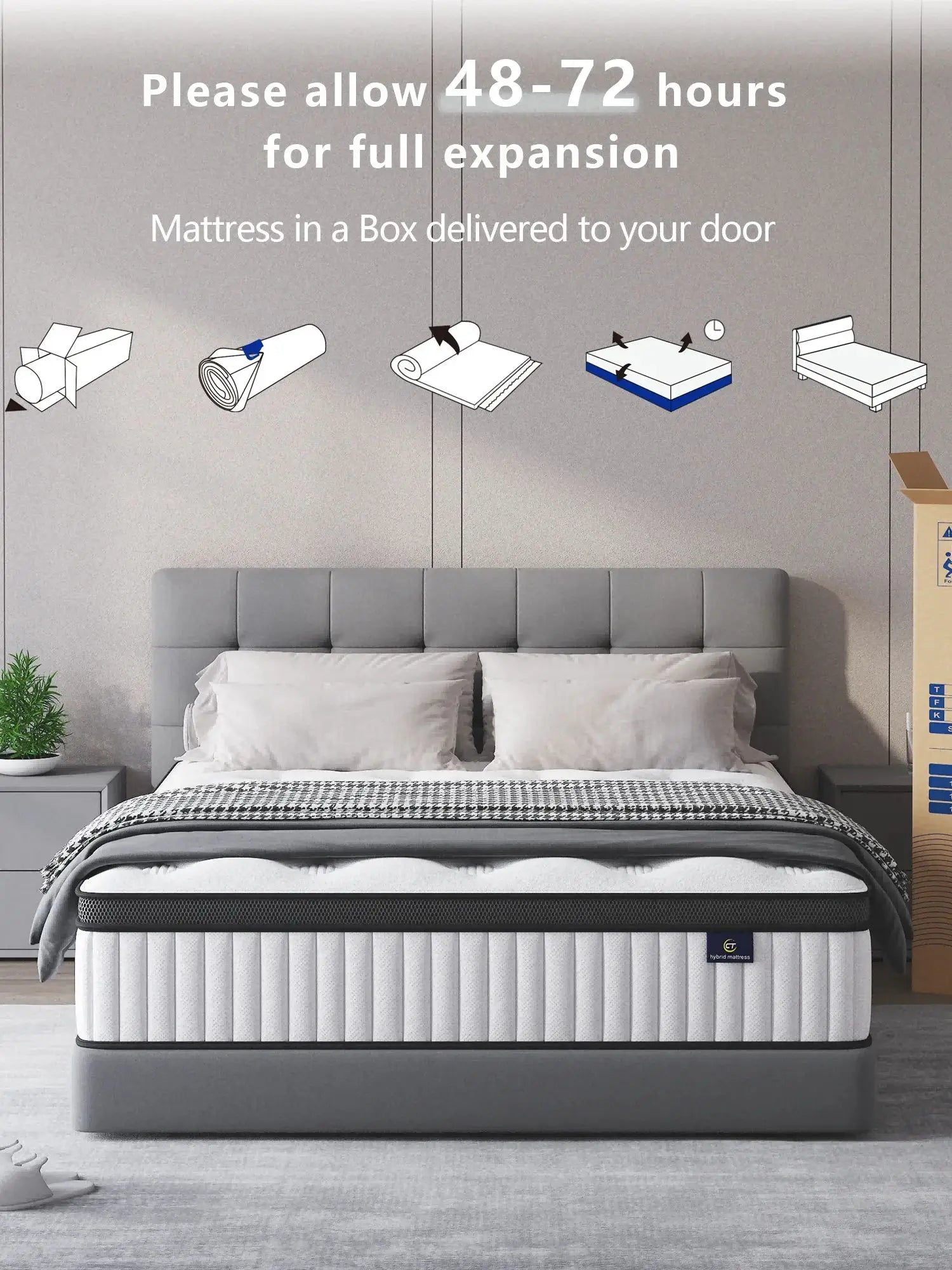 Madevos Store 12 Inch Queen Size Hybrid Queen Mattress in a Box, Memory Foam Soft, Bed Mattresses Pocket Springs ,Medium Firm