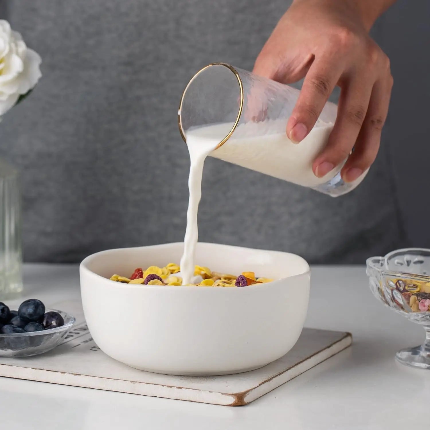 Soup Bowls, Set of 6, White Ceramic