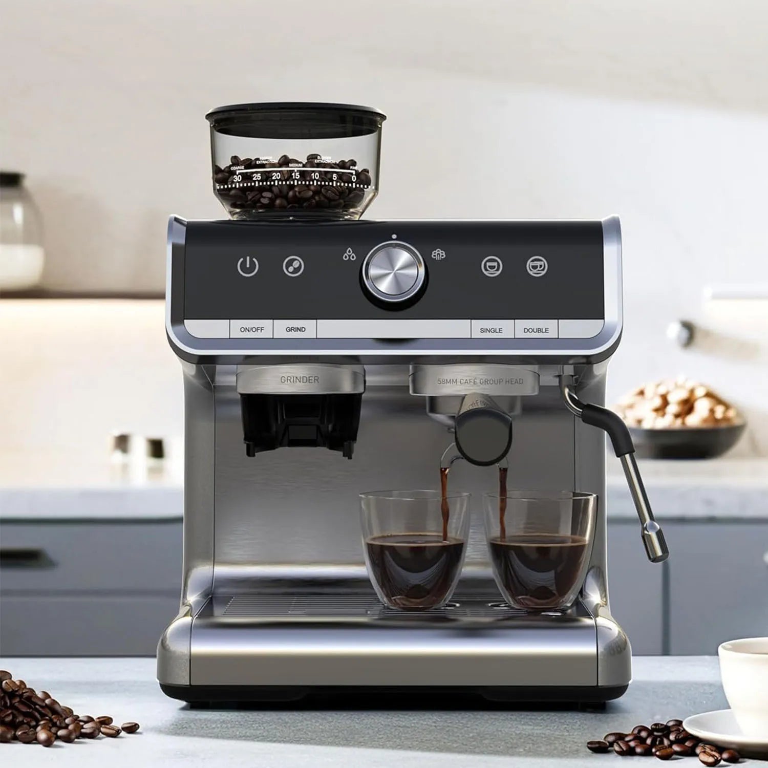 Espresso Machine w/ Grinder Latte Cappuccino Gift