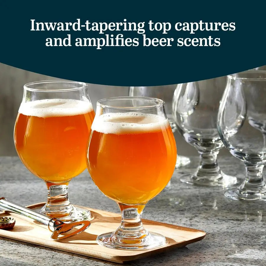 Beer Glasses, 13 oz Set of 6 Tulip Belgian Ales