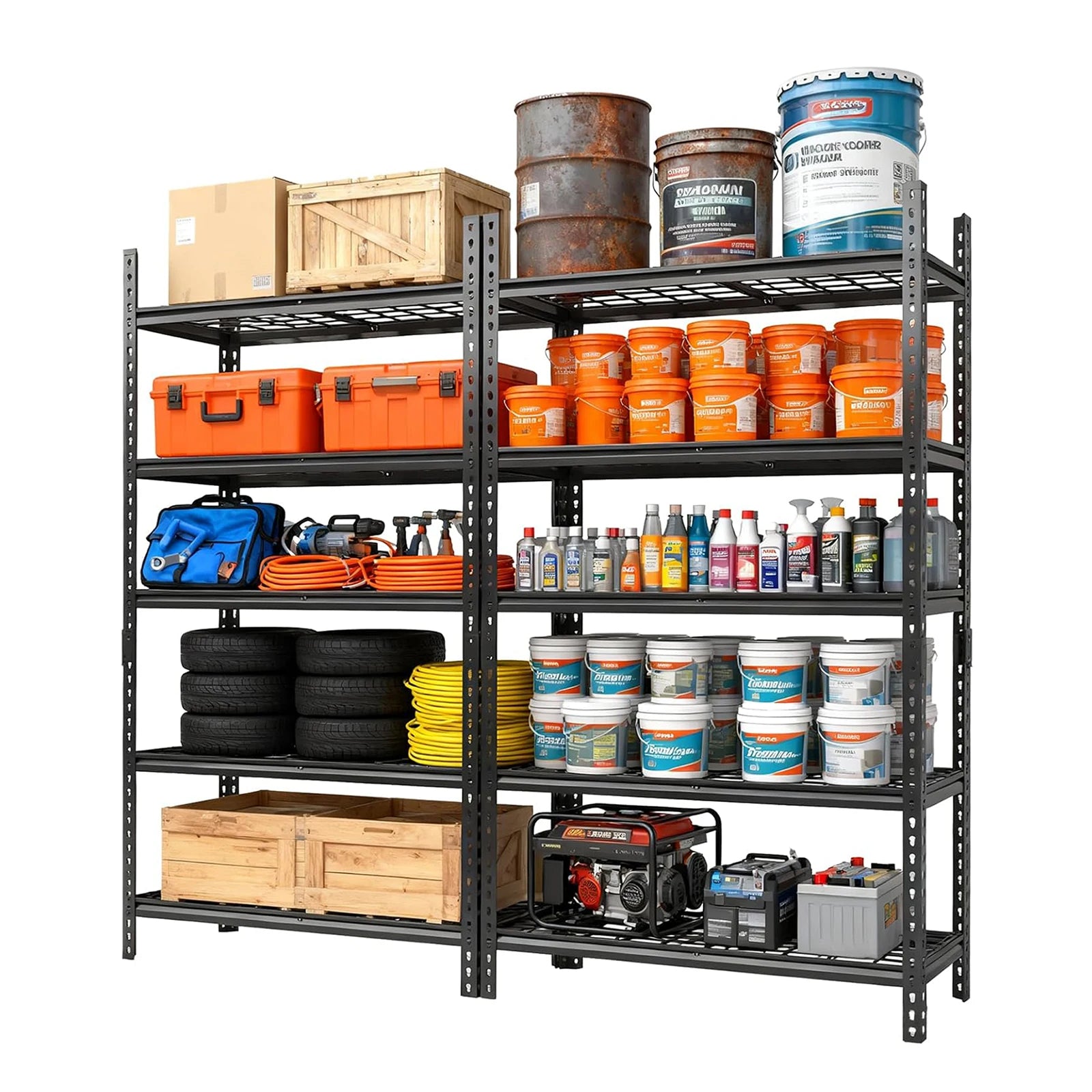Garage Shelving - 2200 LBS Extremely Sturdy, Adjustable Metal Shelving, Heavy Duty 5 Tier Storage Shelves for Warehouse Workshop
