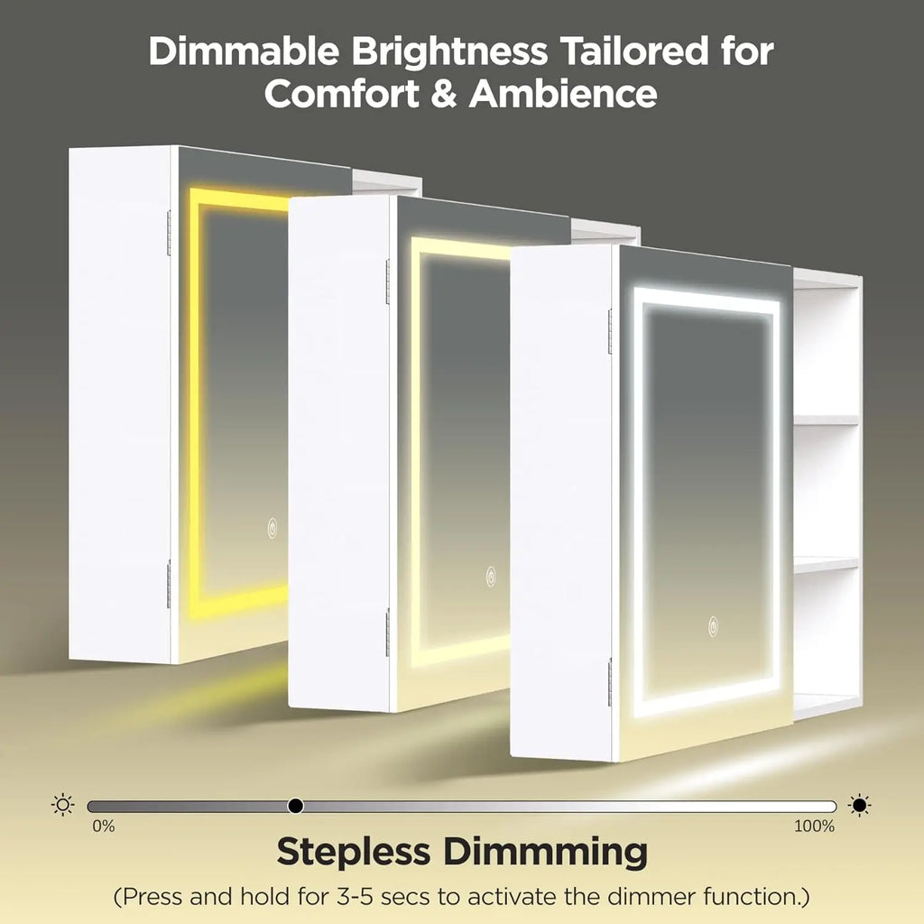 32" W x 24" H Bathroom Wall Mounted Medicine Storage Cabinet, Medicine Cabinet Mirror with Lights & Storage, Customized